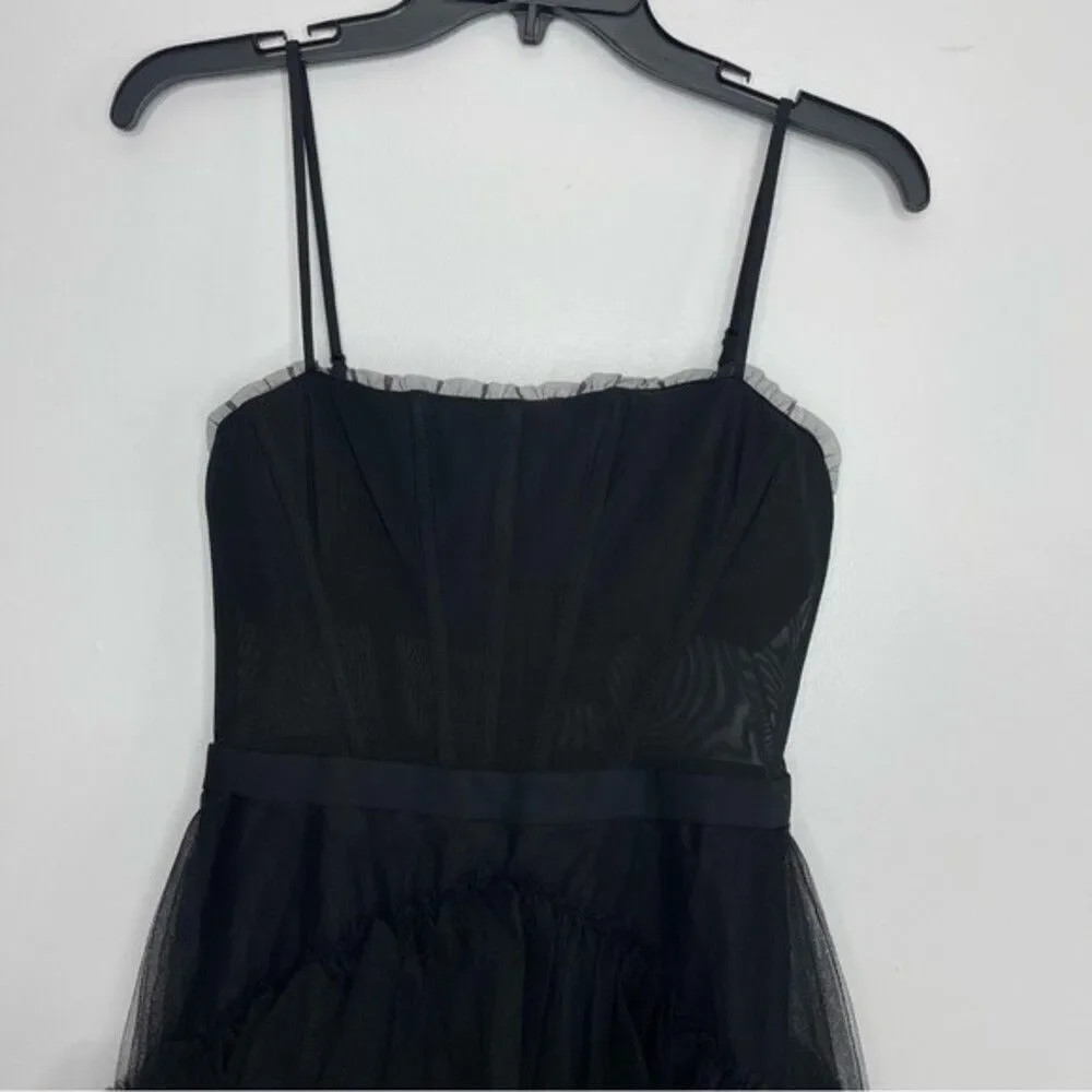 BCBGMAXAZRIA Size 12 Corset Tulle Tiered Oly Gown in Black (Blogger favorite) - Picture 6 of 10